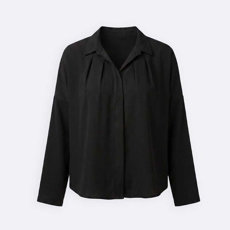 Pleated Front Long Sleeve Blouse