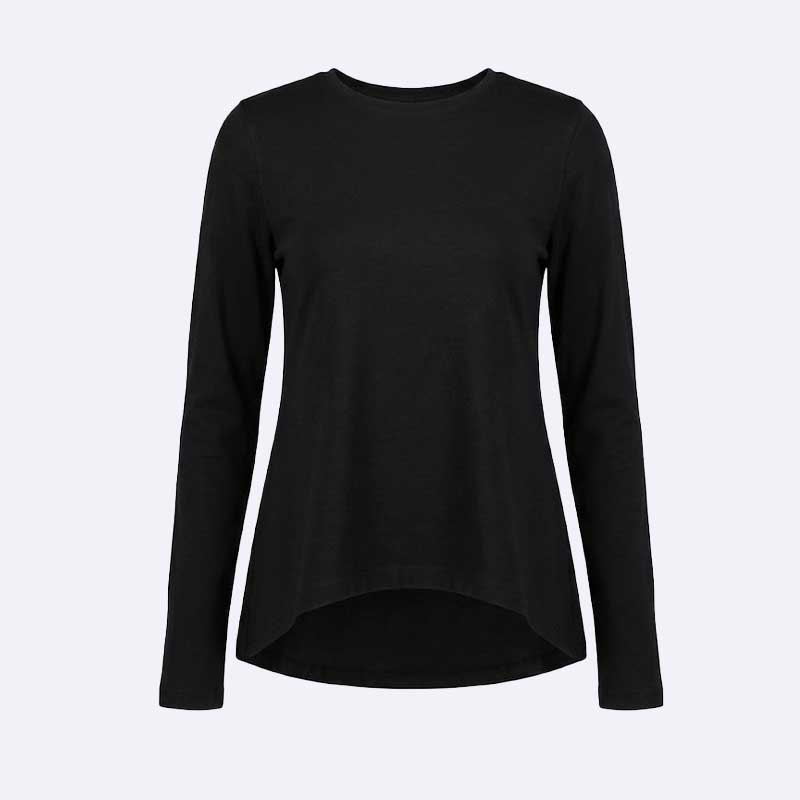 Classic Long Sleeve Top with High-Low Hem