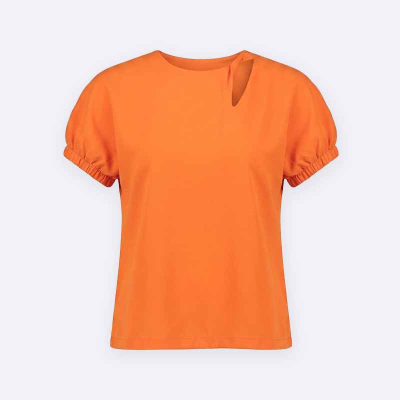 Short Sleeve Cut-Out Top with Puff Sleeves