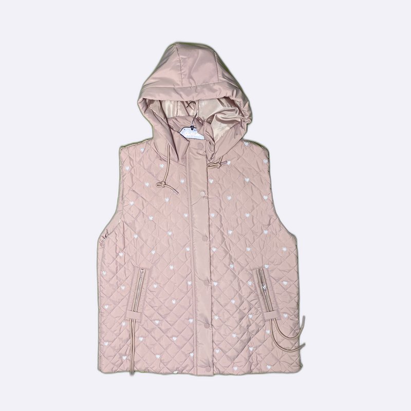 Heart Quilted Hooded Vest