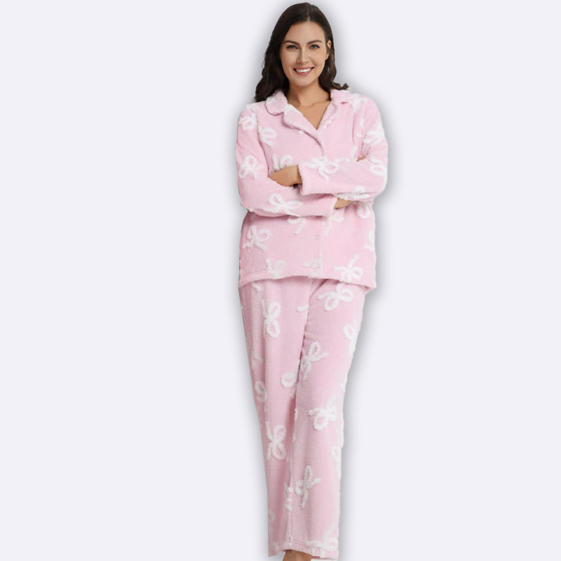 Pink Fluffy Bow Pajama Set