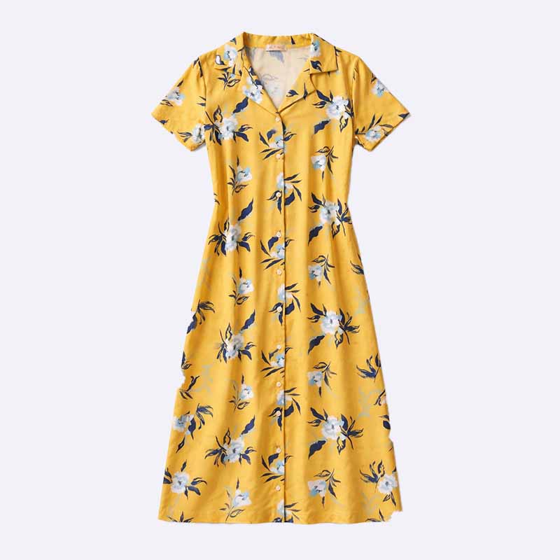 Floral Print Button-Down Midi Dress