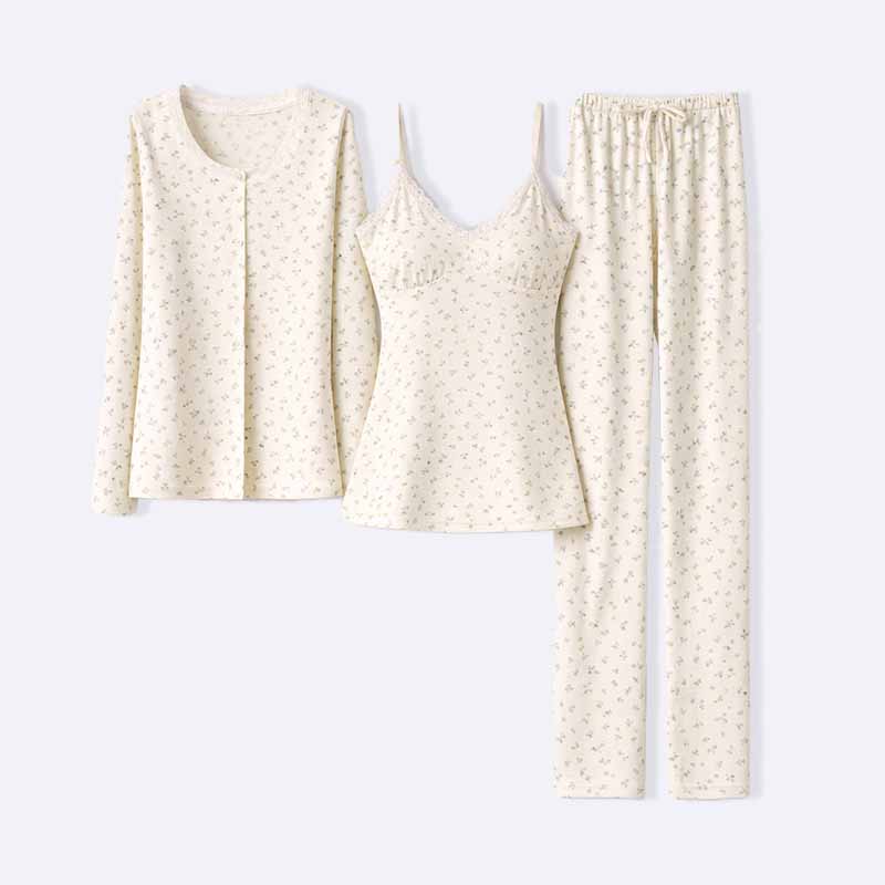 Floral Print Women's 3-Piece Pajama Set