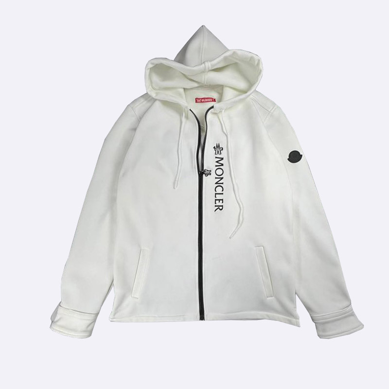 Moncler Inspired White Zip-Up Hoodie