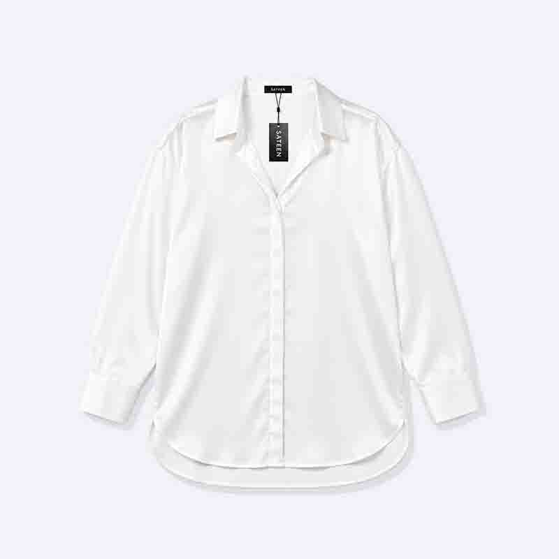 Women’s Satin Loose Fit Button-Up Shirt