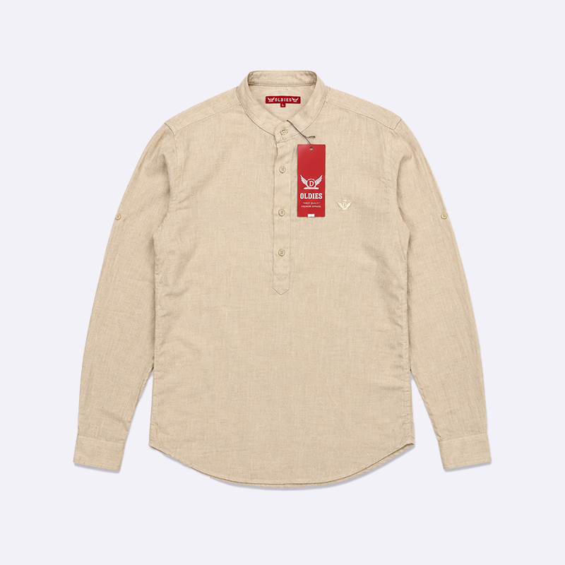 Men’s Linen Casual Shirt with Mandarin Collar