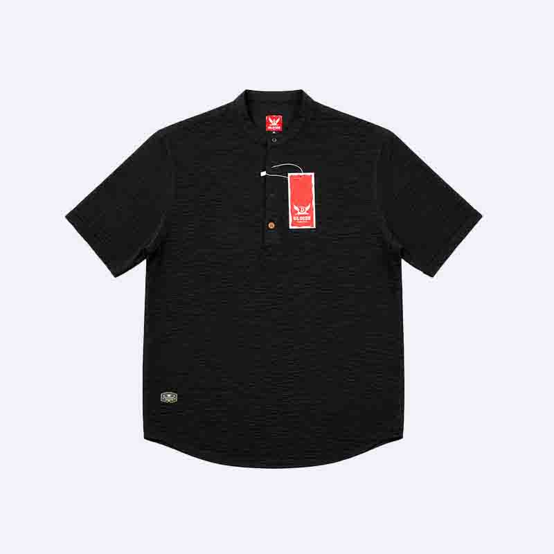 Men’s Textured Short Sleeve Shirt with Mandarin Collar
