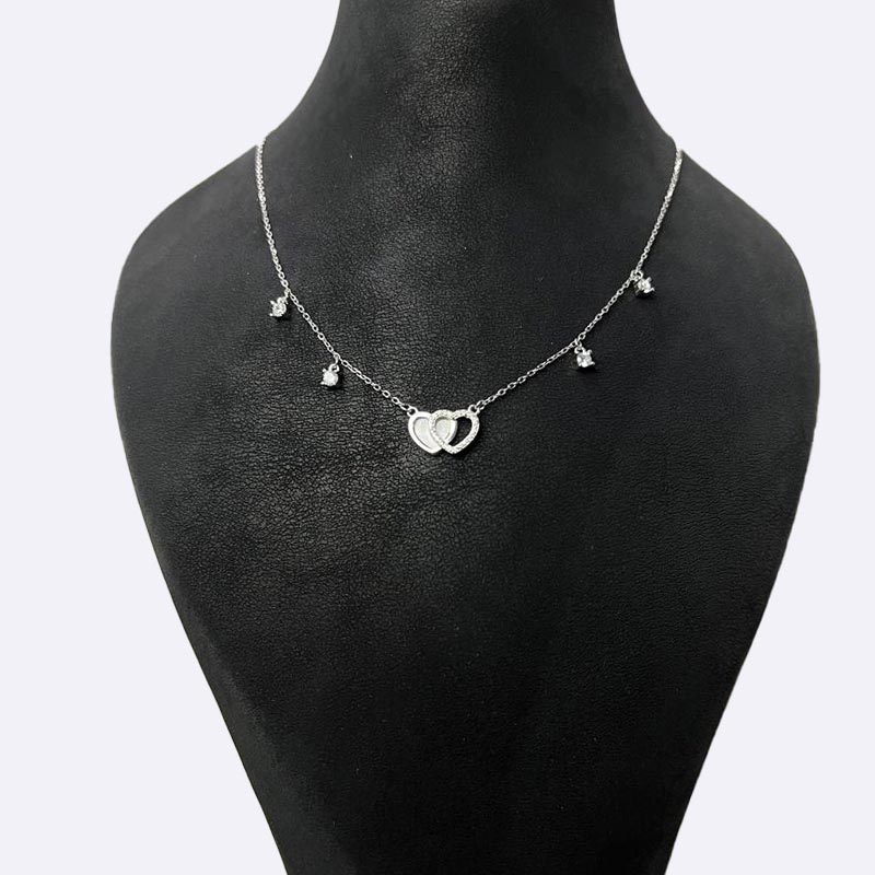 Entwined Hearts Silver Necklace