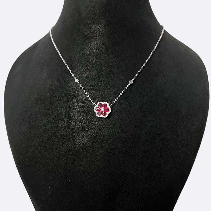 Ruby Bloom Pendant Necklace