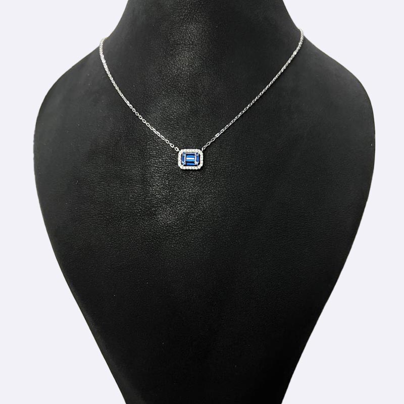 Sapphire Radiance: Elegant Silver Necklace