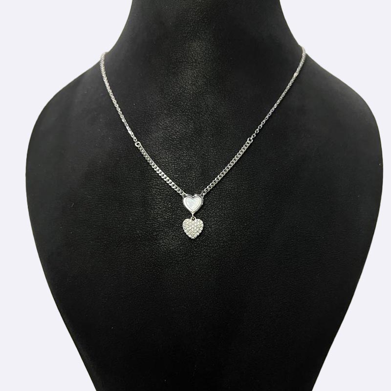 Double Heart Sparkle Pendant Necklace