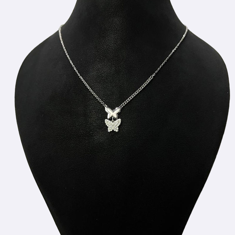 Butterfly Duet Silver Necklace