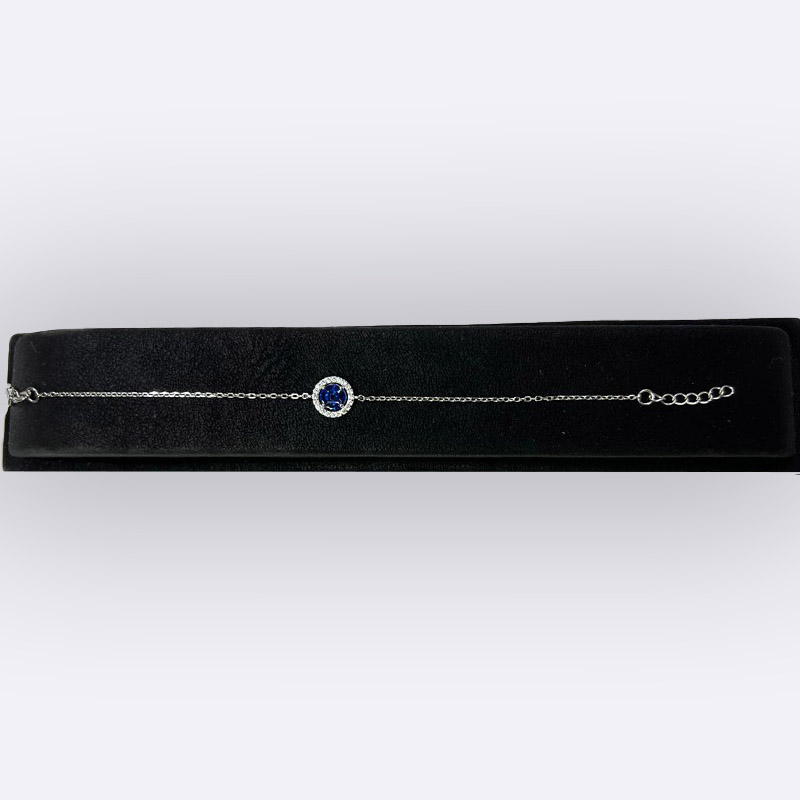 Sapphire Halo Sterling Silver Bracelet