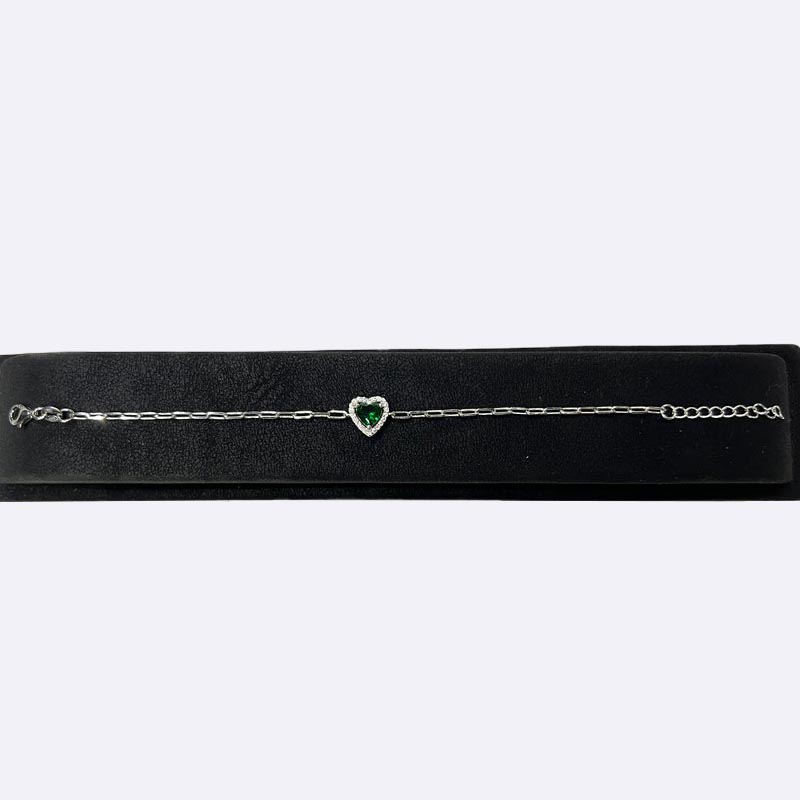 Emerald Heart Silver Bracelet