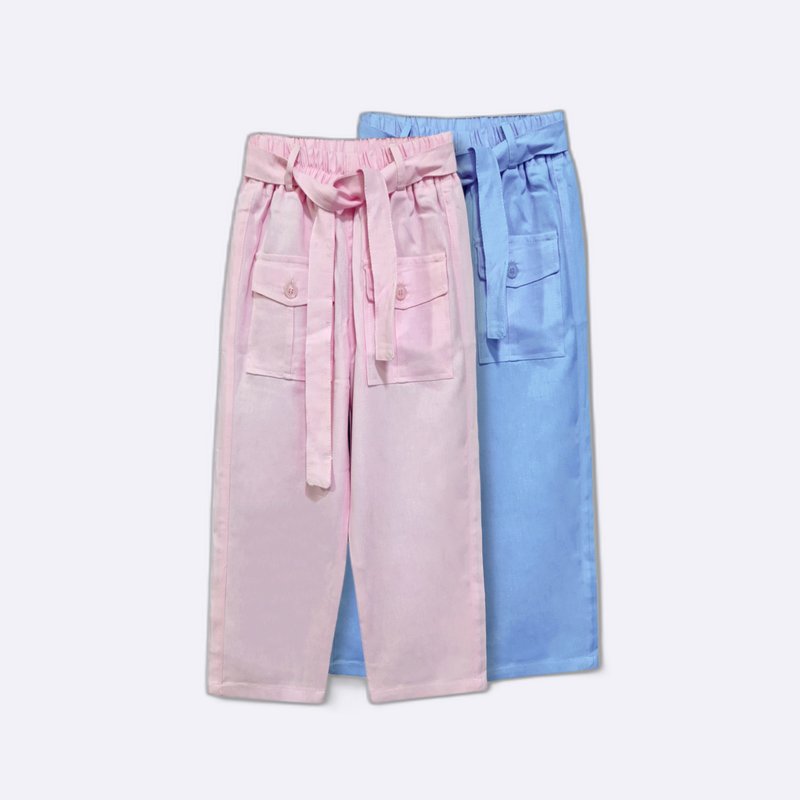 Girls High-Waist Belted Wide-Leg Pants