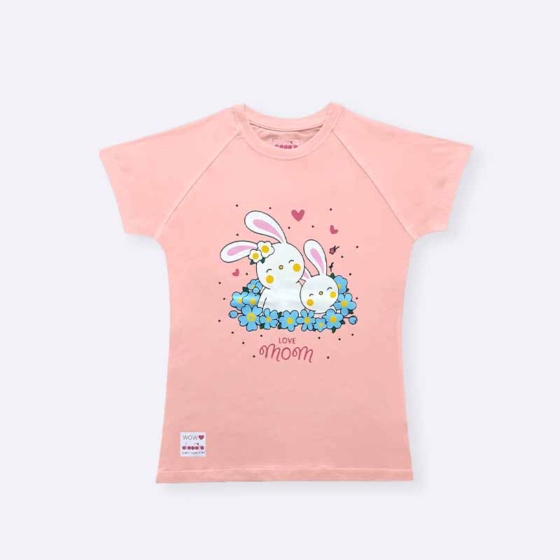 Girls Rabbit Love Mom T-shirt