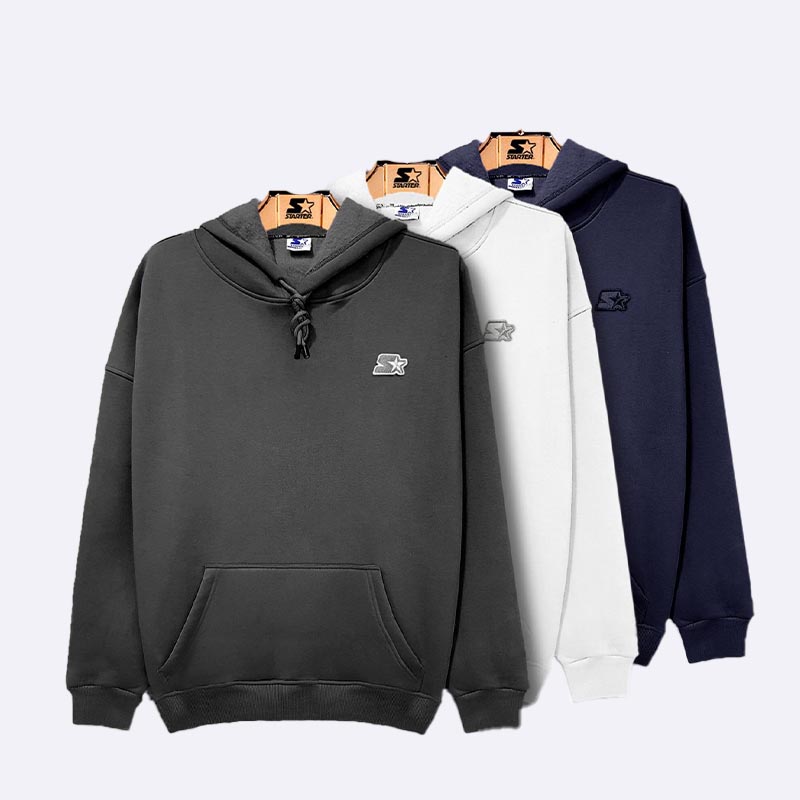 Men's Plain Fleece Hoodie with Small Logo