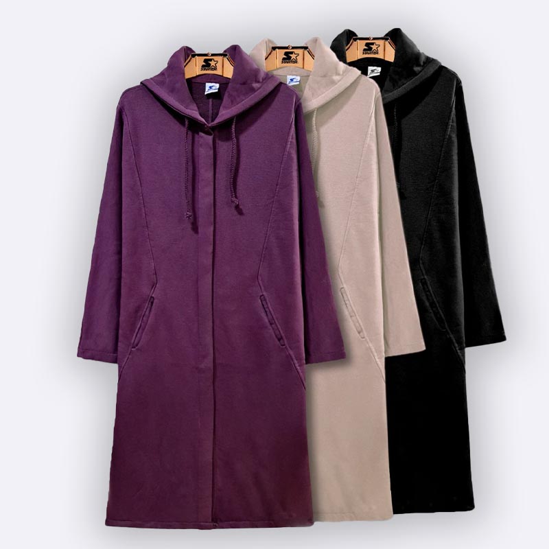 Women's 100% Cotton Long Hooded Coat