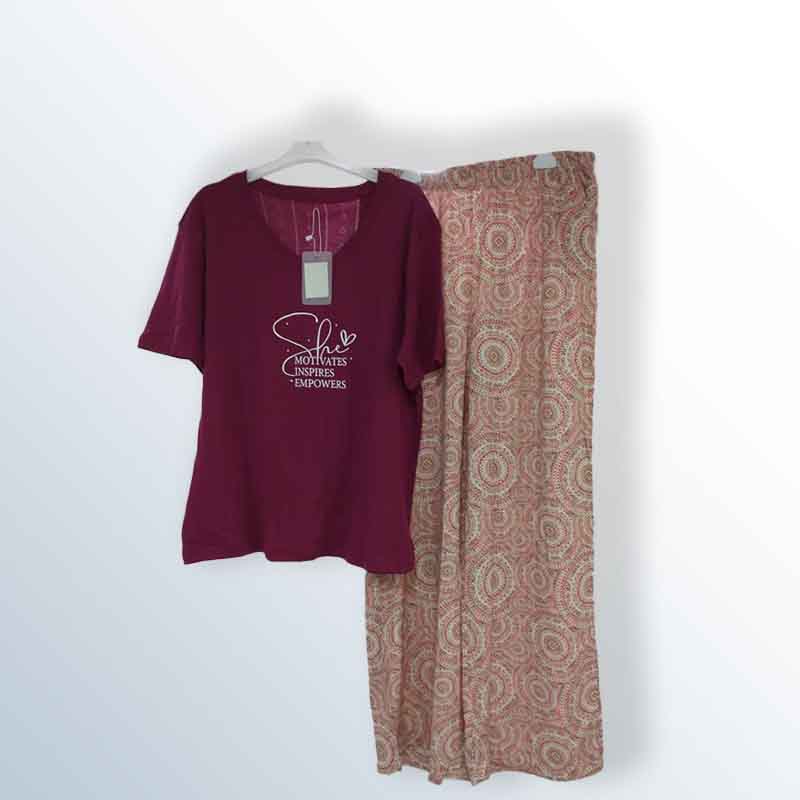 Women's Cotton Plaid Sweater Pajama Set with Poplin Pants