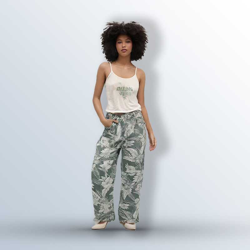 Women's cotton camisole and poplin pants pajamas