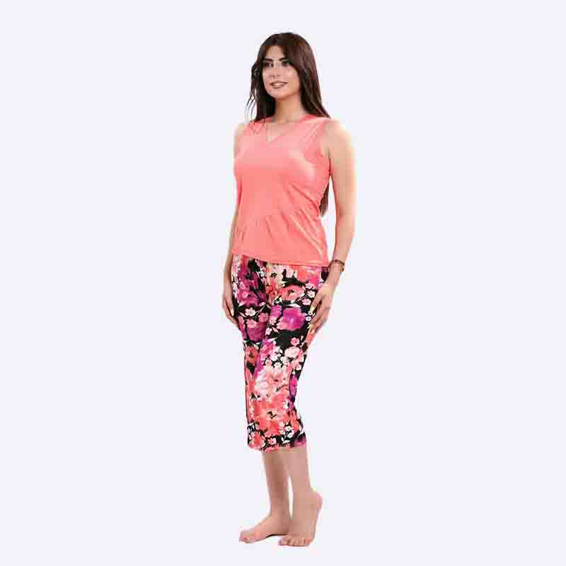 Women's Sleeveless Top and Floral Capri Pajama Set