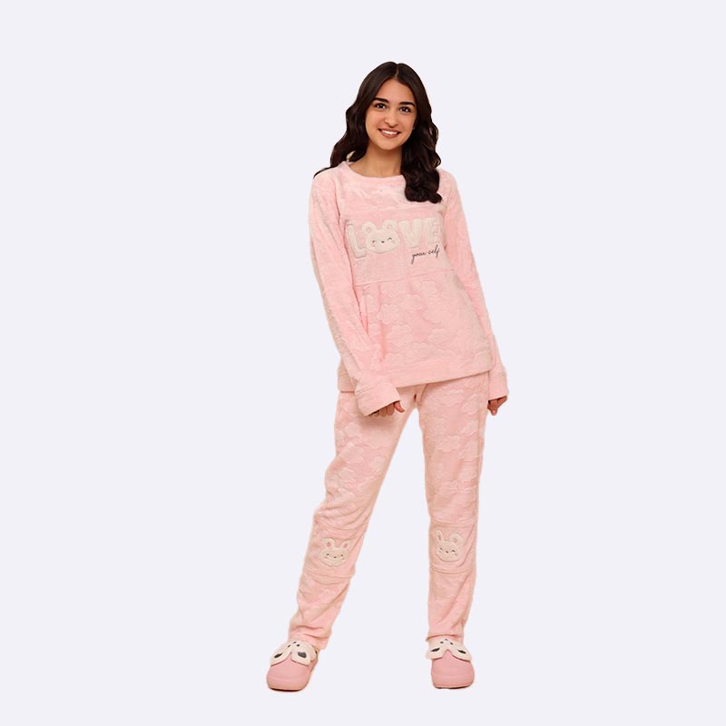 Dreamy Pink Plush Pajama Set
