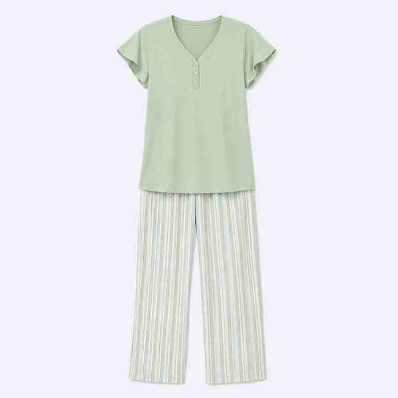 Soft Lounge Pajama Set with Striped Pants