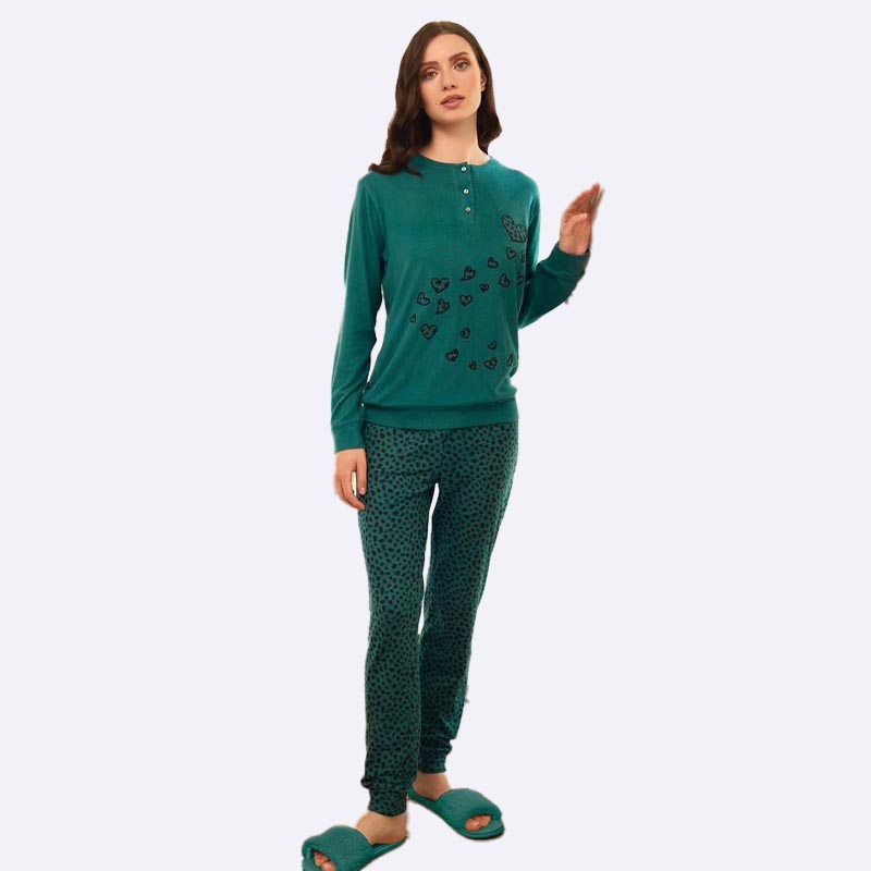 Women's Velvet Fleece Printed Pajama Set