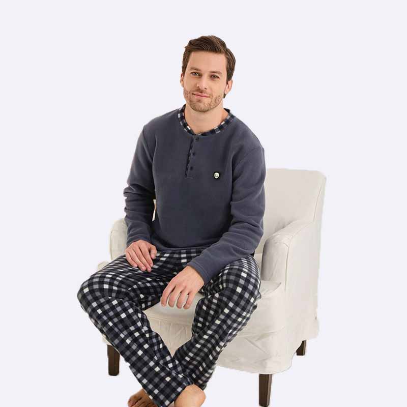 Men's Thick Polar Fleece Pajama Set
