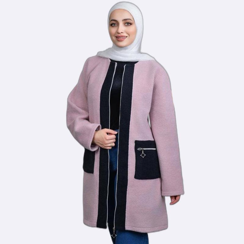 Color Block Zip-Up Longline Cardigan