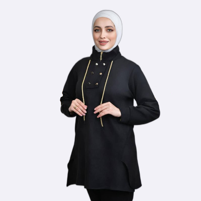 Elegant Black Modest Tunic Top