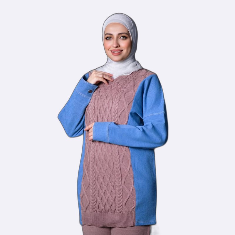 Women's Cable-Knit Color-Block Sweater and Pants Set