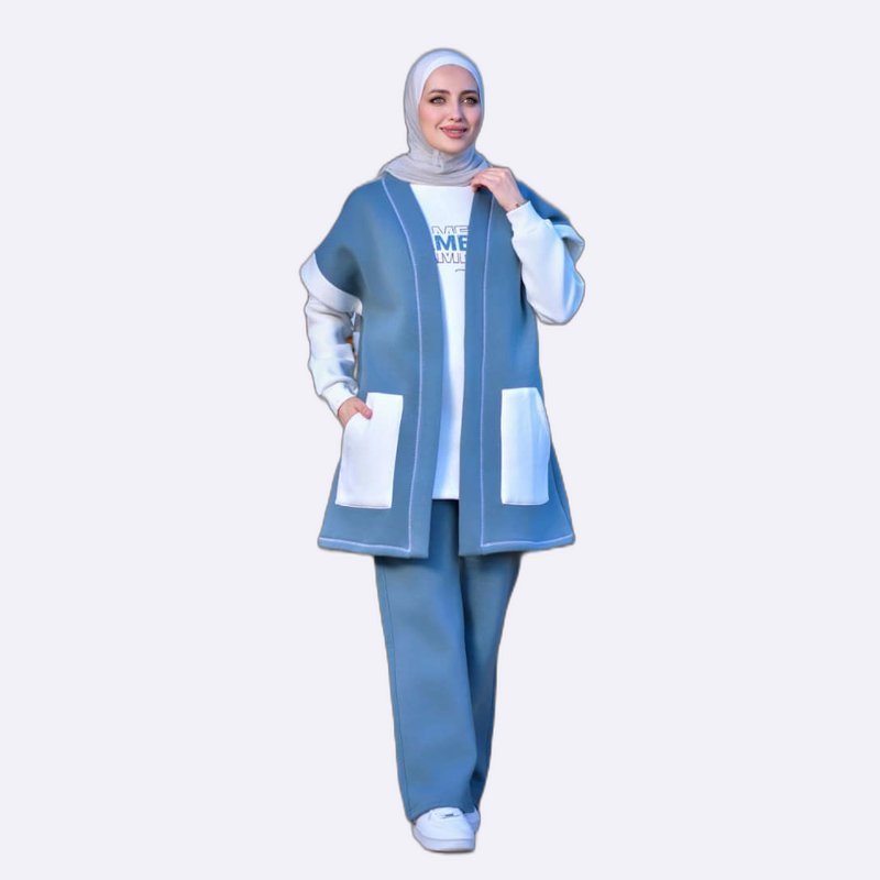Modest Blue & White 3-Piece Women's Set