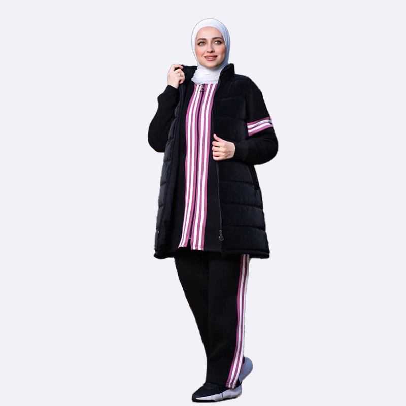 Striped Trim Padded Vest & Pants Set