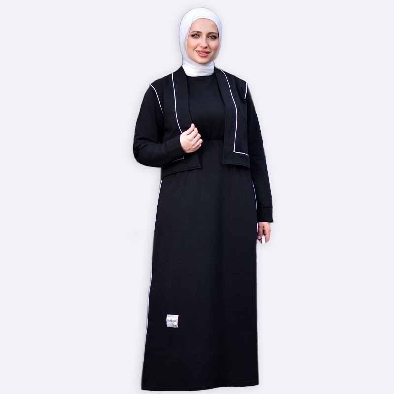 Elegant Black Abaya Dress with Matching Jacket