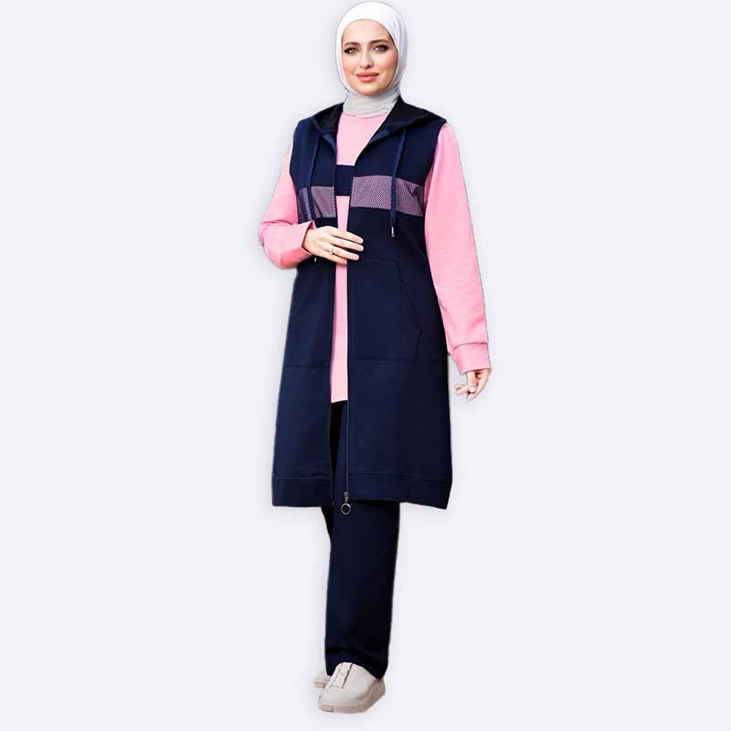 Modest Activewear Set with Long Vest