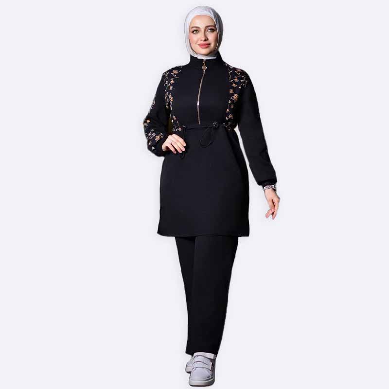Floral Embroidered Modest Tracksuit Set