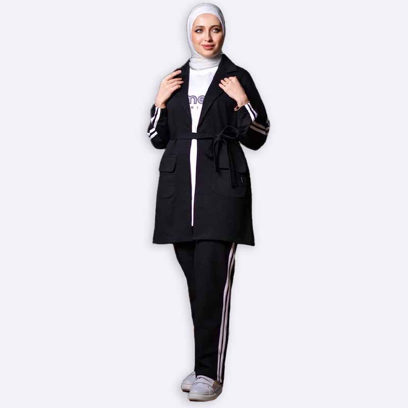 Chic Tracksuit Set with Belted Jacket