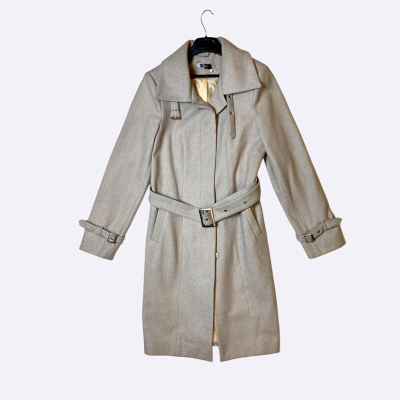 Women's Trench Style Wool/Cashmere Coat with Buckles
