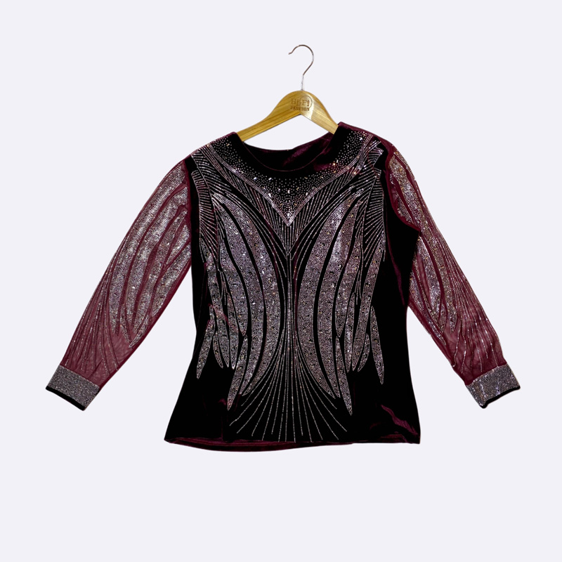 Embellished Velvet Evening Top
