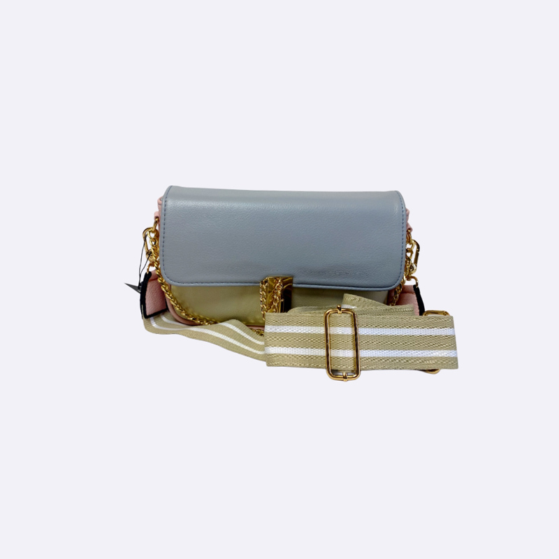 Contrast Stripe Strap Flap Bag