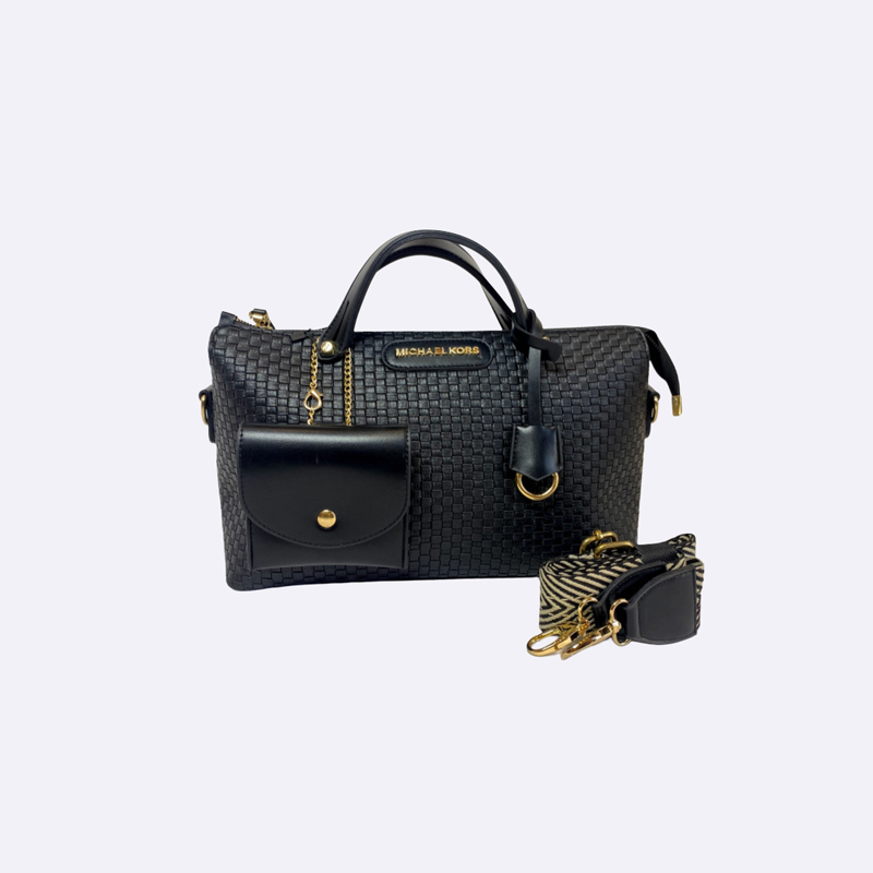 Woven Texture Duffle Bag with Attached Pouch