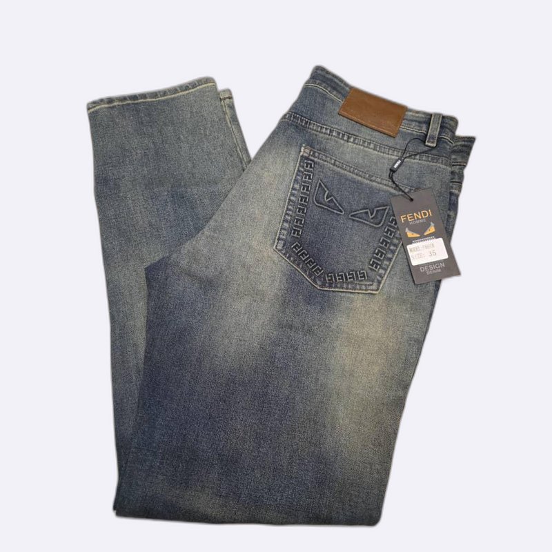 Fendi Bag Bugs Eyes Embroidered Jeans