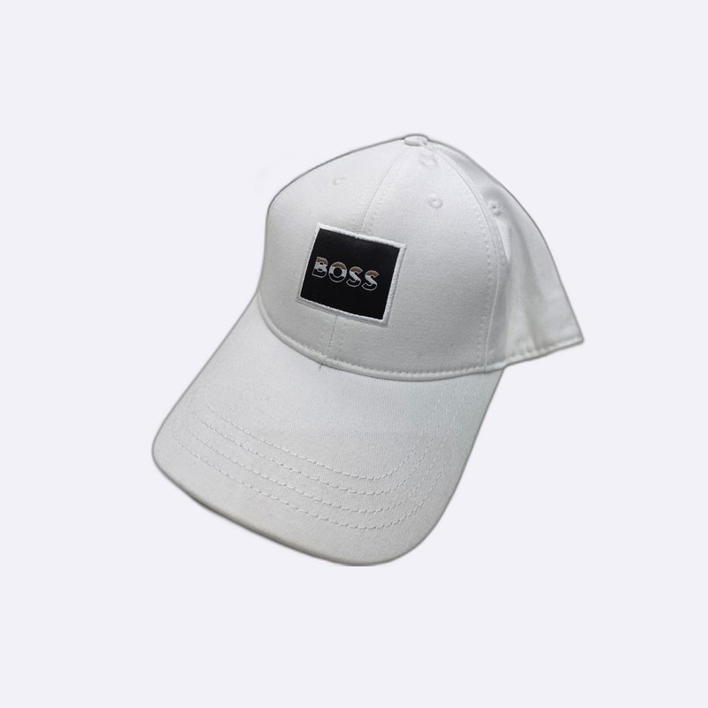 BOSS Men Square Logo Baseball Cap White