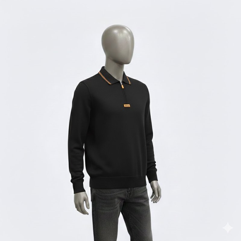 Zip-Up Collar Long Sleeve Top