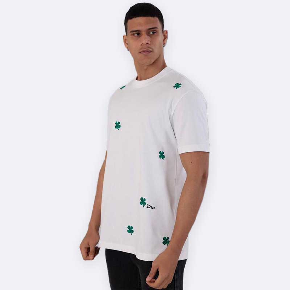 Dior Men Short Sleeve Shamrock Graphic T-Shirt