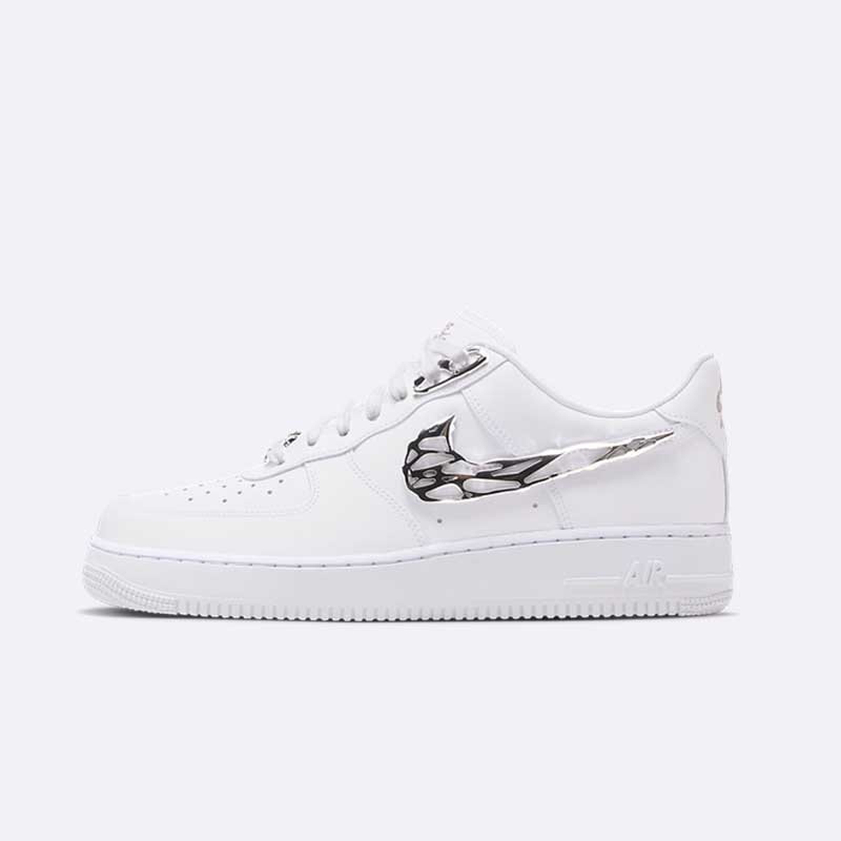 Nike Air Force 1 Low Custom Silver Swoosh Sneakers