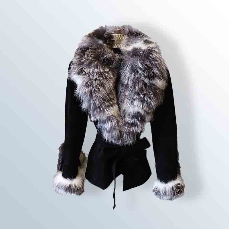 Argentine fox fur suede jacket