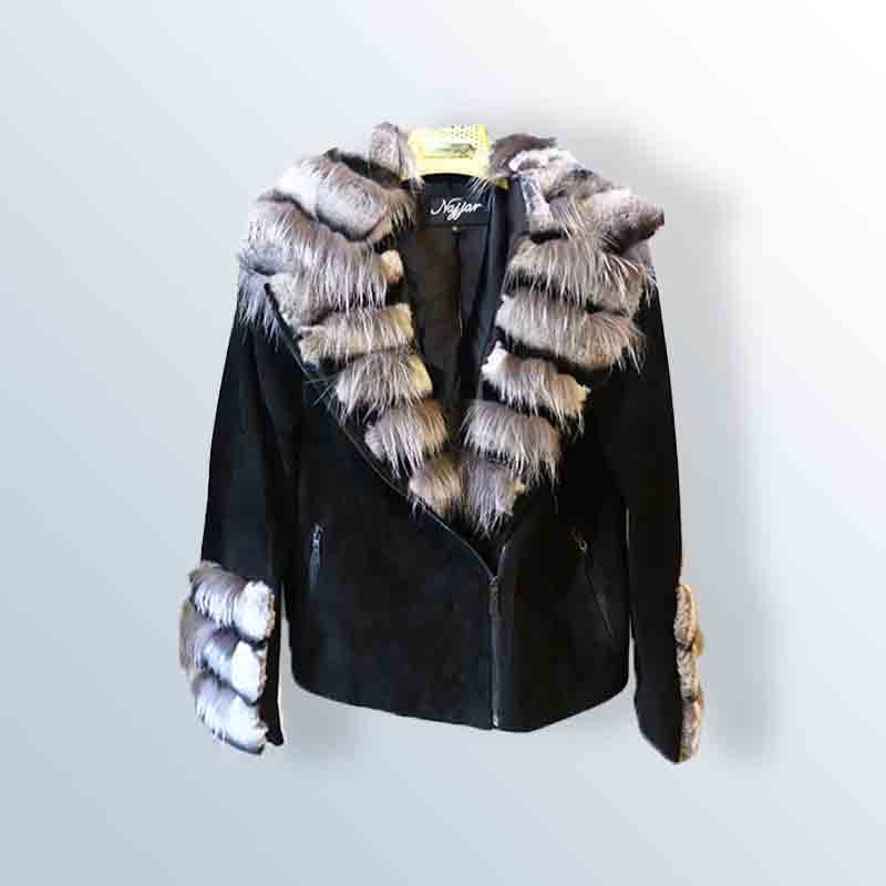 Rex suede jacket with Argentine fox fur
