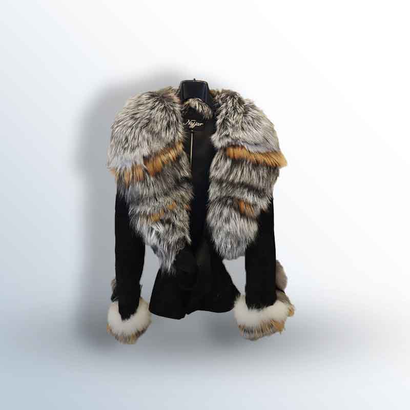 Suede Jacket with Fox Fur